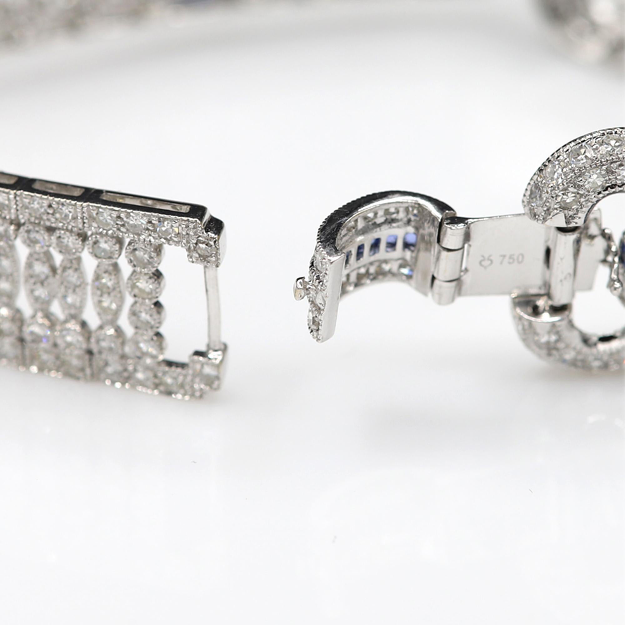 Art Deco Style Diamond Buckle Link Bracelet 18 Karat Old Diamond Cut Diamonds For Sale 5