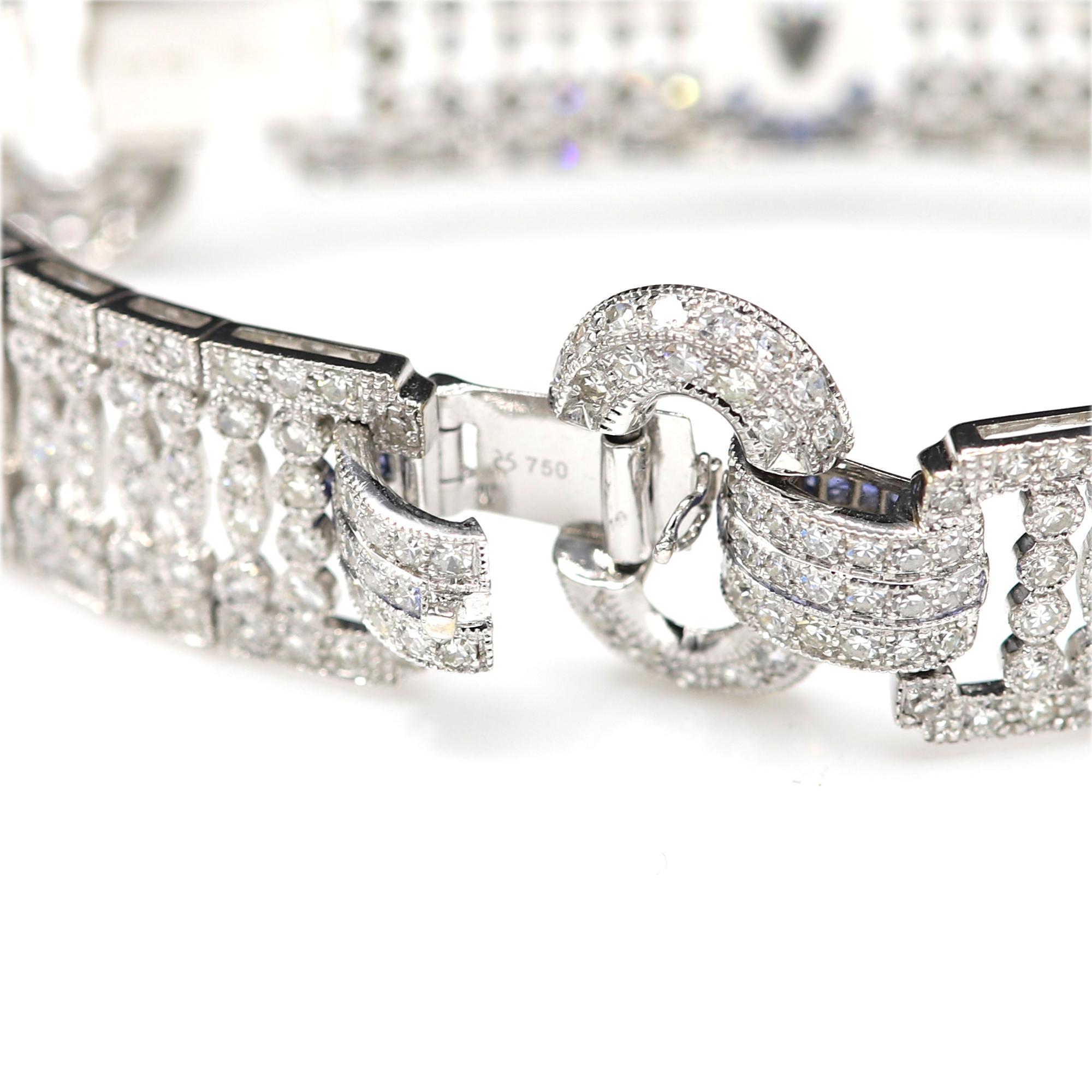 Art Deco Style Diamond Buckle Link Bracelet 18 Karat Old Diamond Cut Diamonds For Sale 6