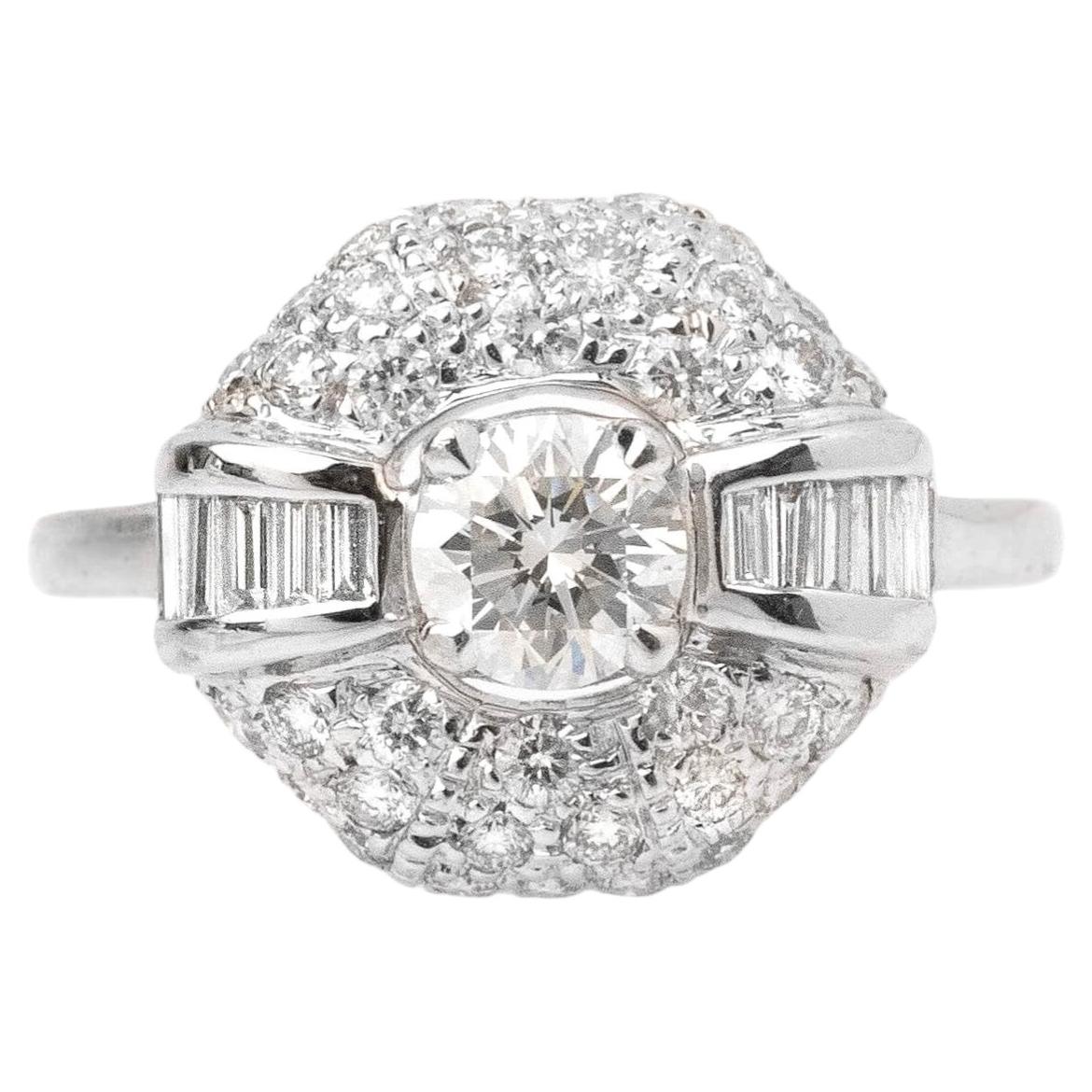 Art Deco Style Diamond Cluster Ring Circa 2000s For Sale