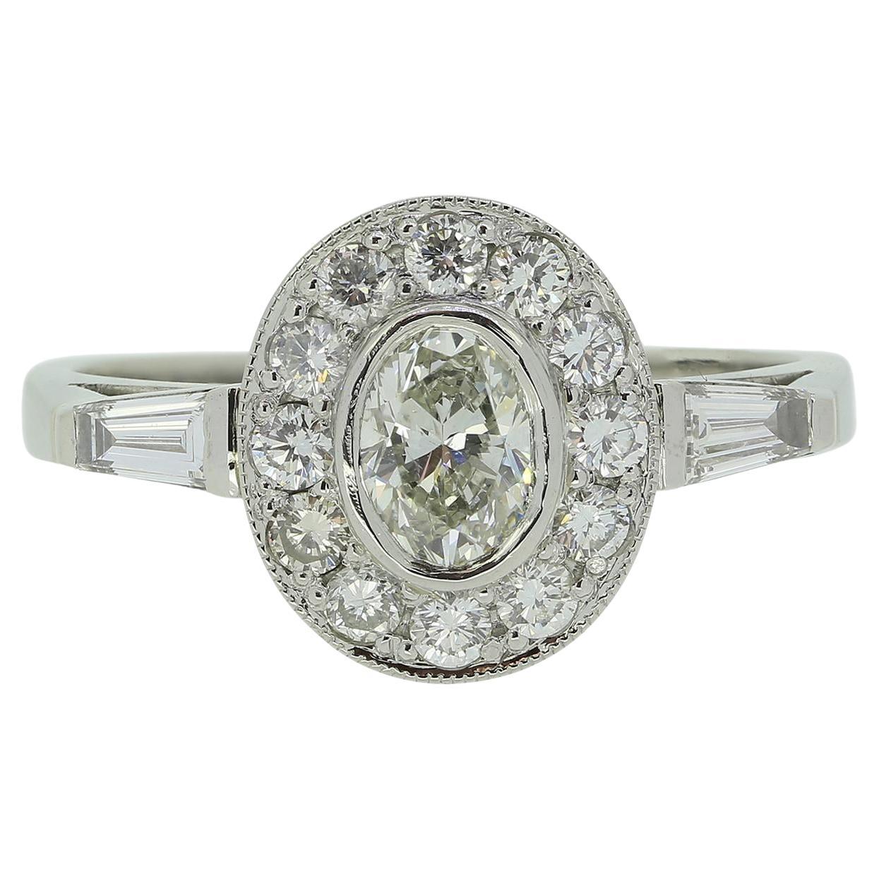 Anello a grappolo di diamanti in stile Art Déco