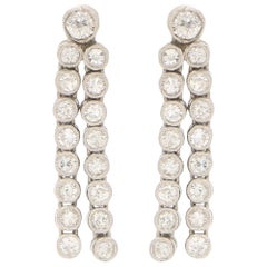 Art Deco Style Diamond Drop Earrings Set in 18 Karat White Gold