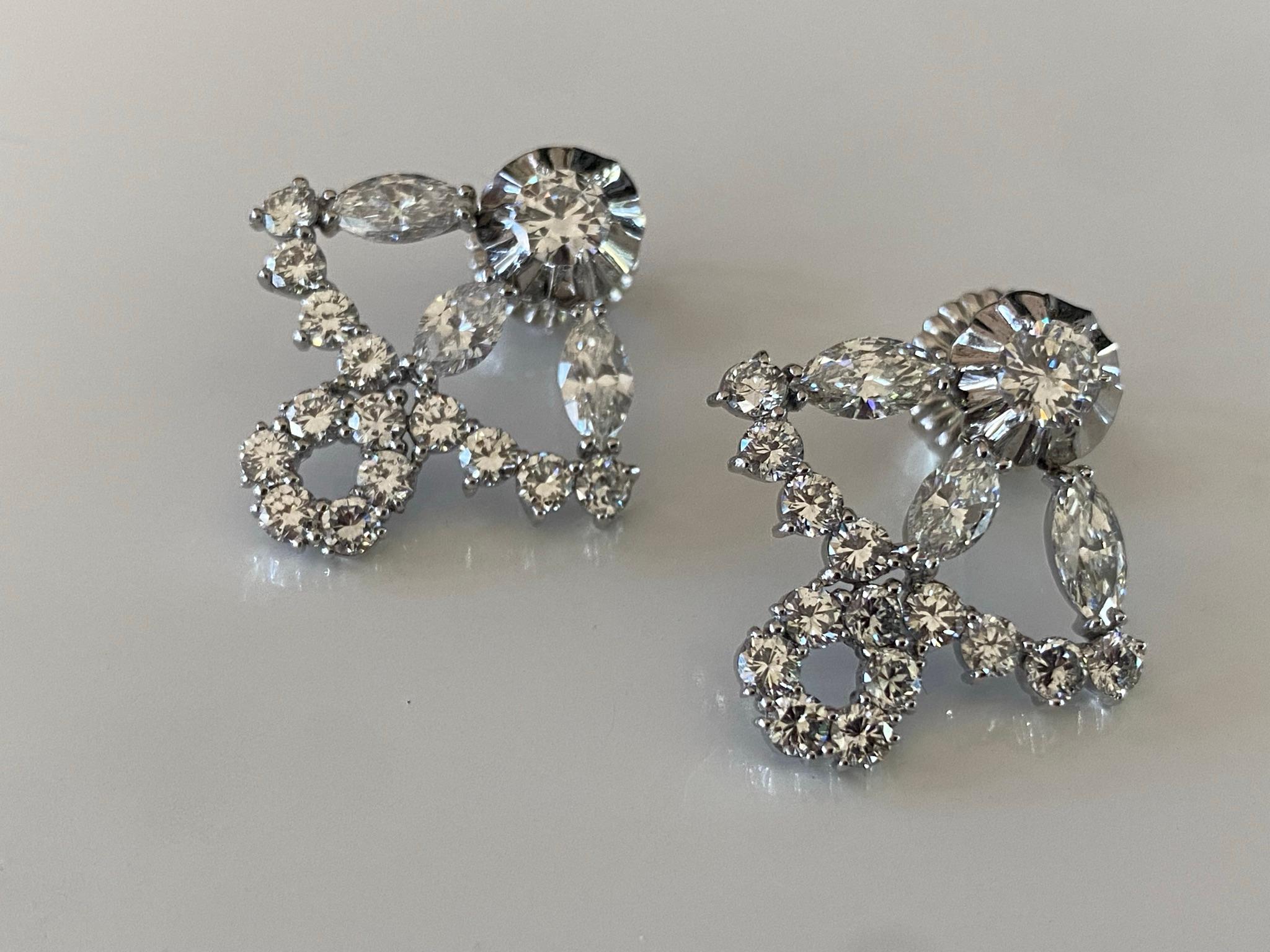 Mixed Cut Art Deco Style Diamond Earrings  For Sale