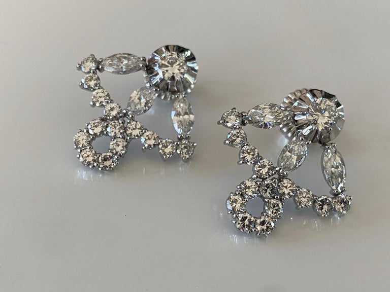 Art Deco Style Diamond Earrings For Sale at 1stDibs