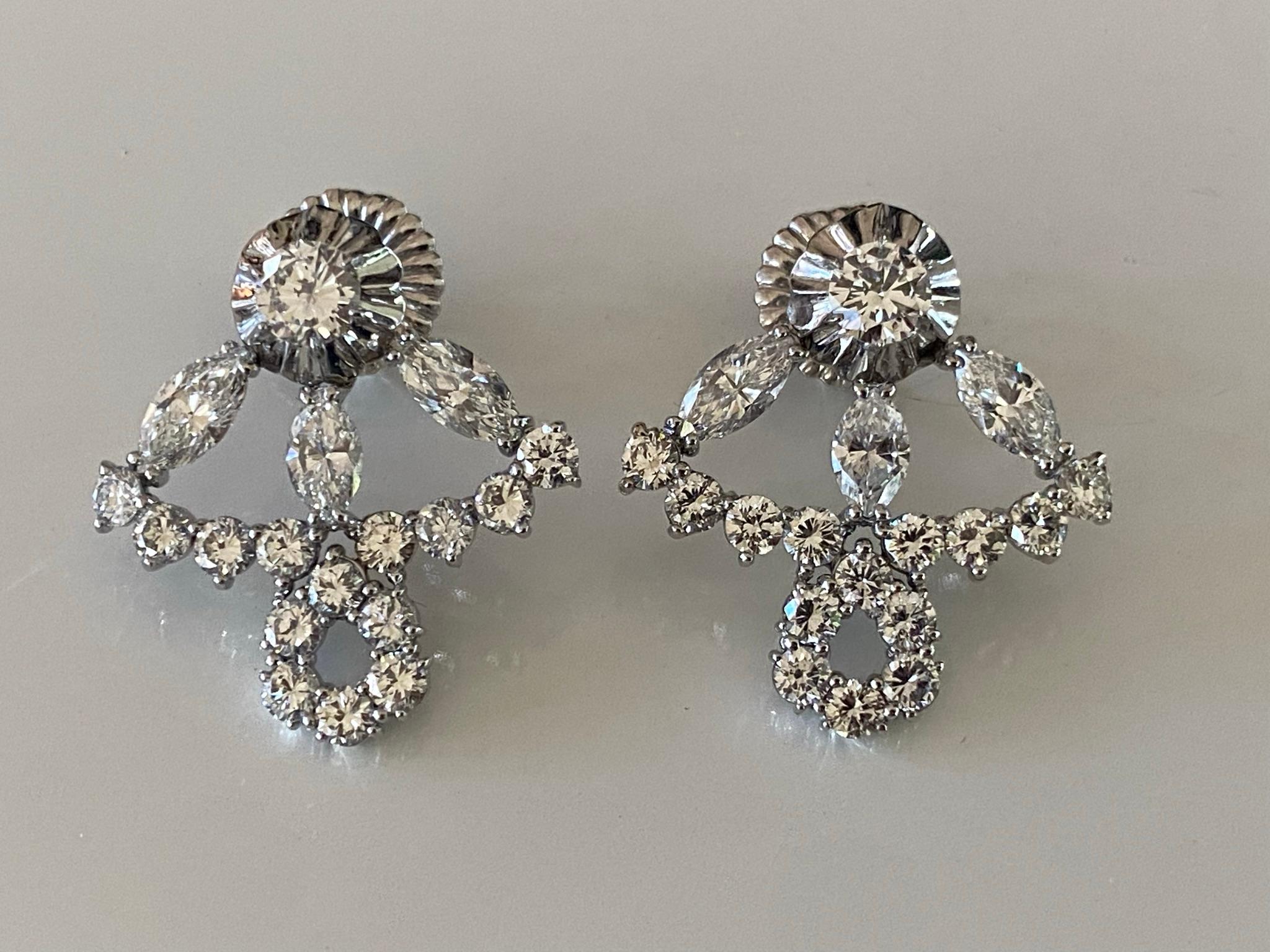 Boucles d'oreilles en diamant de style Art déco  Pour femmes en vente