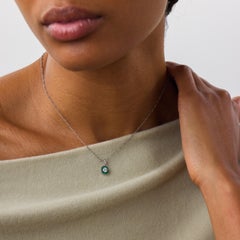 Art Deco style diamond emerald platinum target pendant necklace