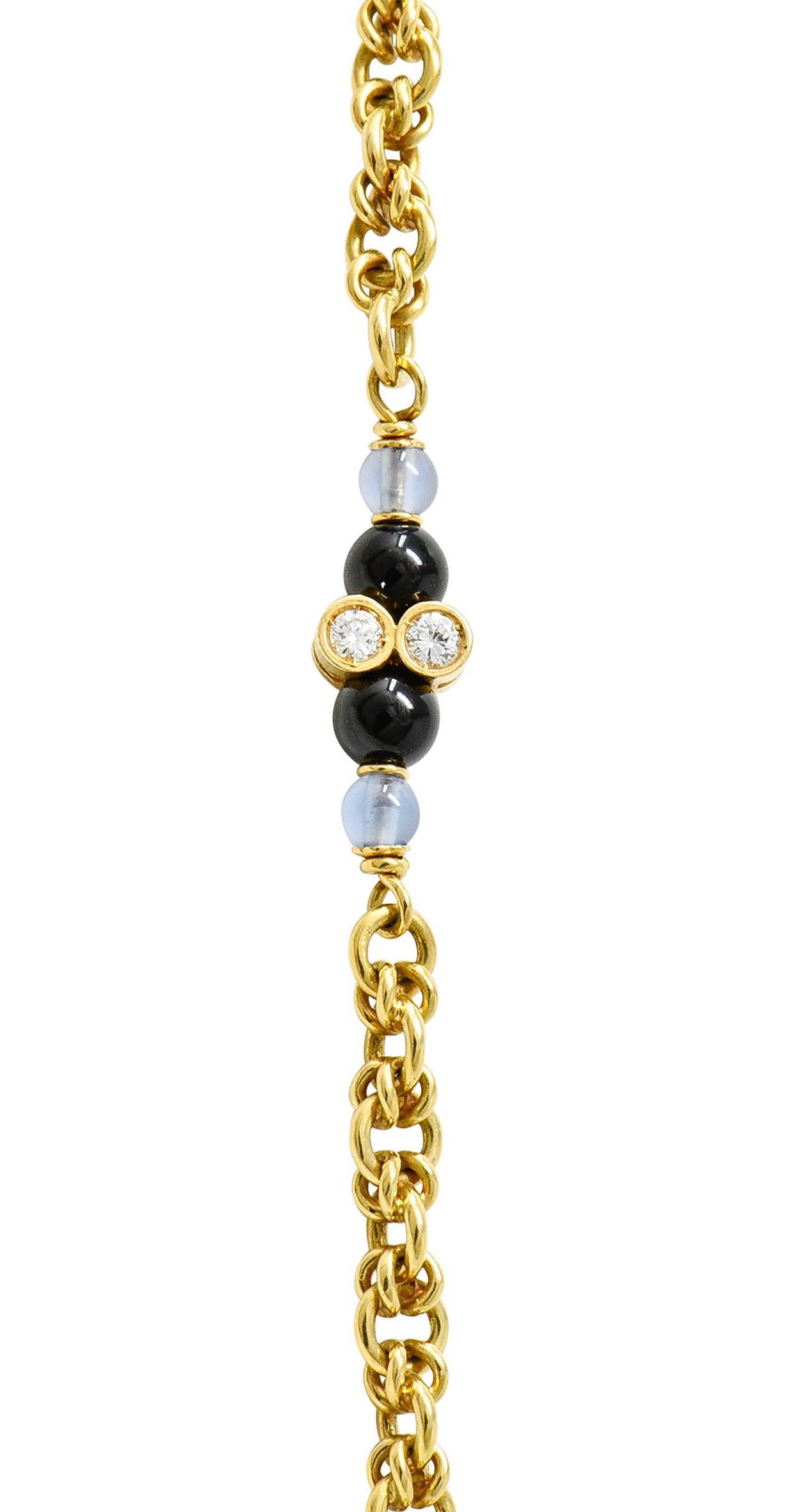 Art Deco Style Diamond Enamel 18 Karat Gold Flapper Golfer Sautoir Necklace 4