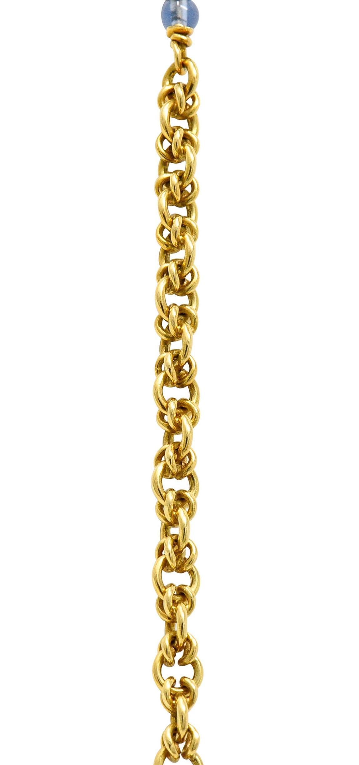 Art Deco Style Diamond Enamel 18 Karat Gold Flapper Golfer Sautoir Necklace 5