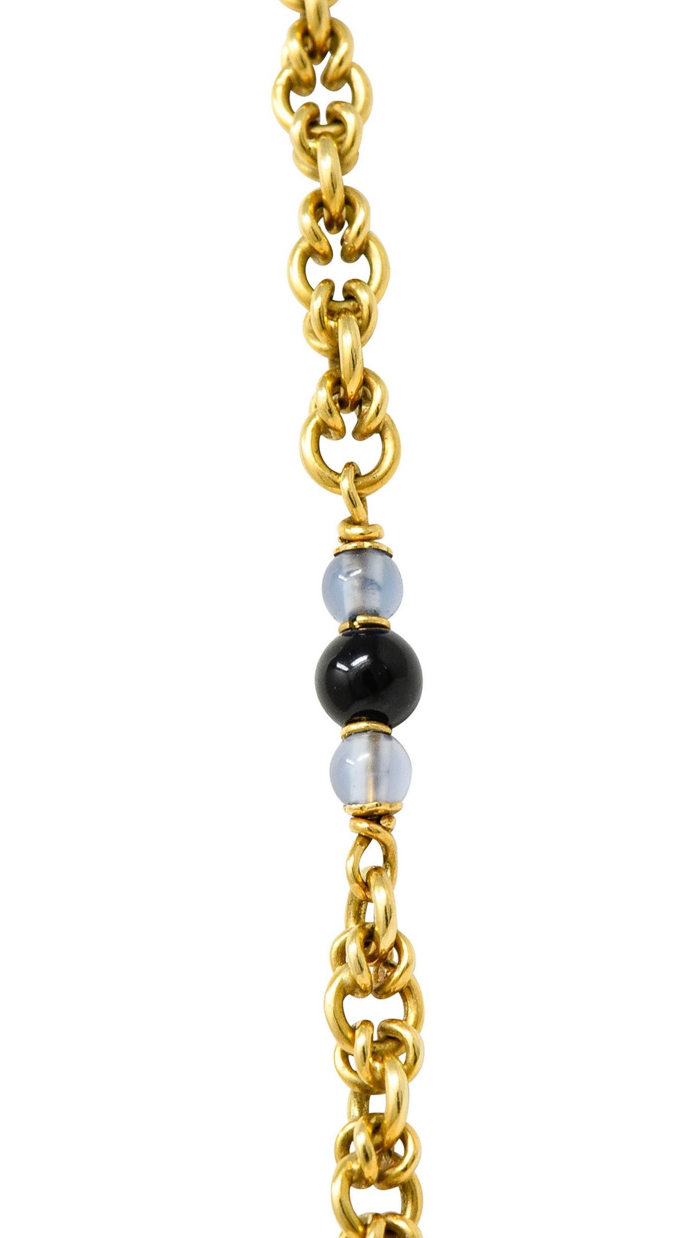 Art Deco Style Diamond Enamel 18 Karat Gold Flapper Golfer Sautoir Necklace 7