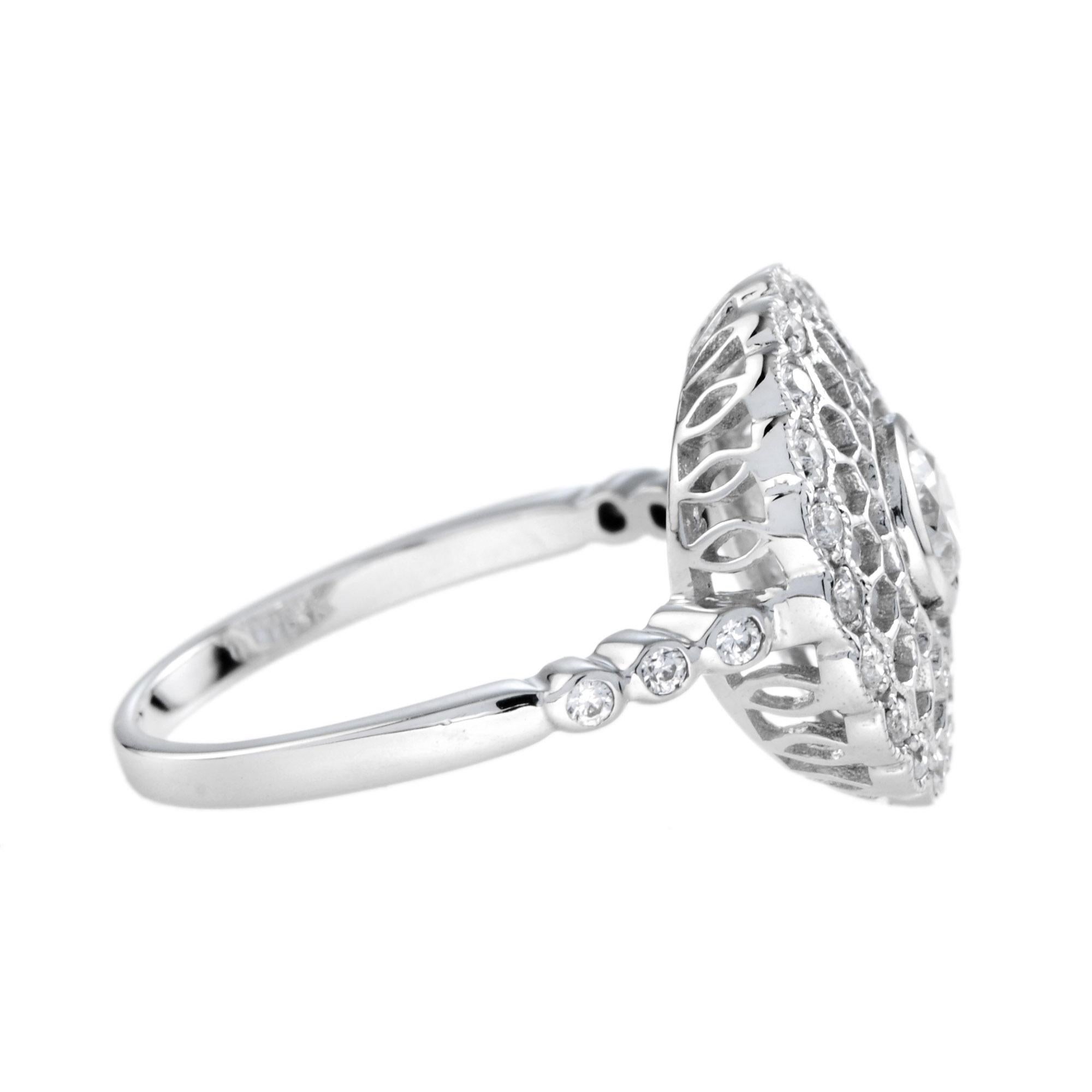 For Sale:  Art Deco Style Diamond Filigree Ring in 18K White Gold 4