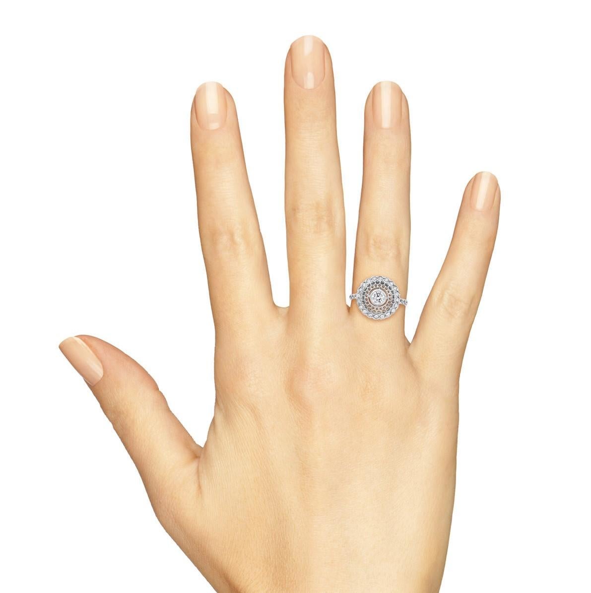 For Sale:  Art Deco Style Diamond Filigree Ring in 18K White Gold 2