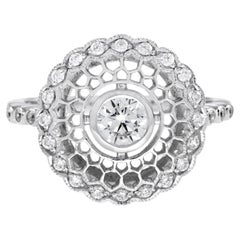 Anello in filigrana di diamanti in stile Art Déco in oro bianco 18 carati