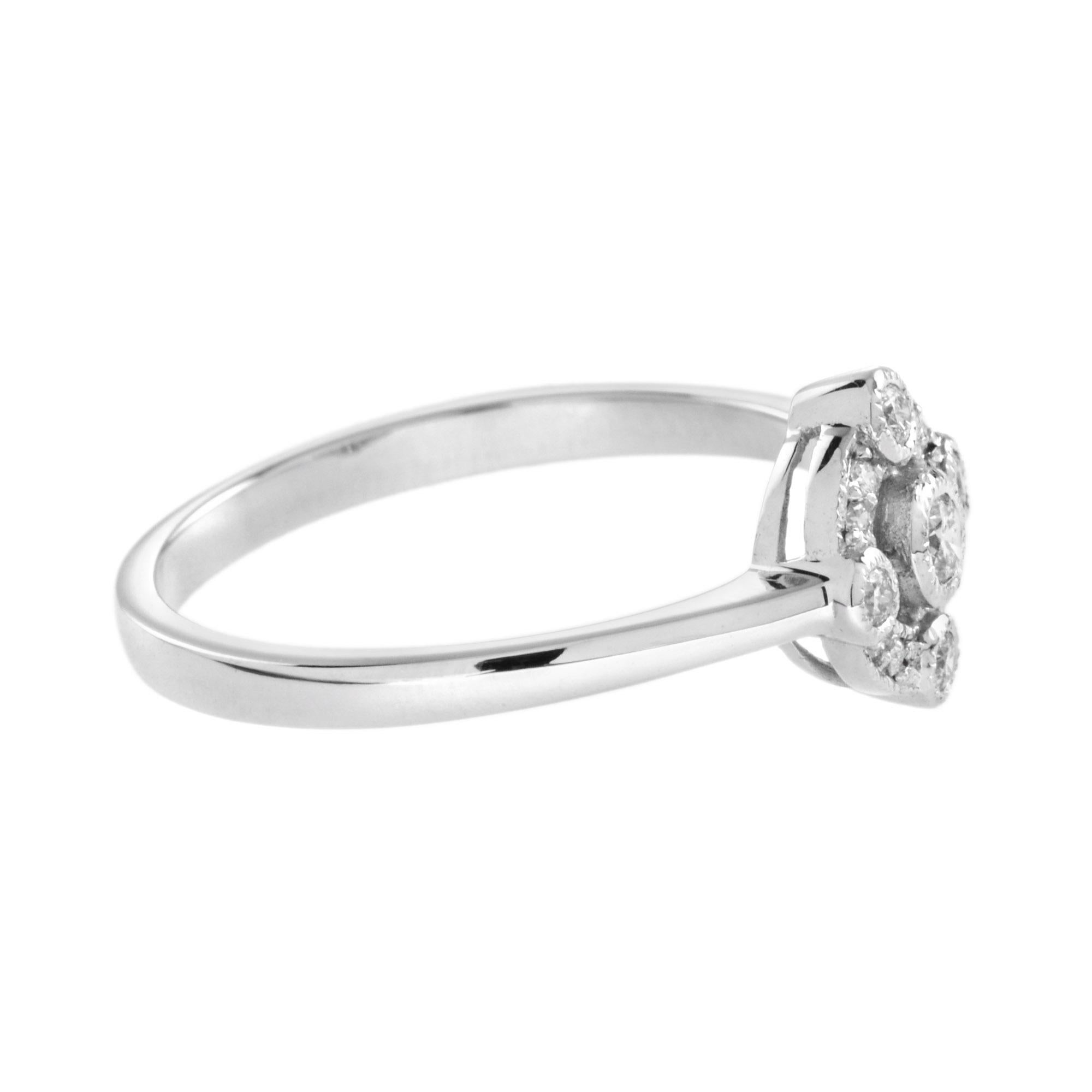 For Sale:  Art Deco Style Diamond Halo Ring in 14K White Gold 3
