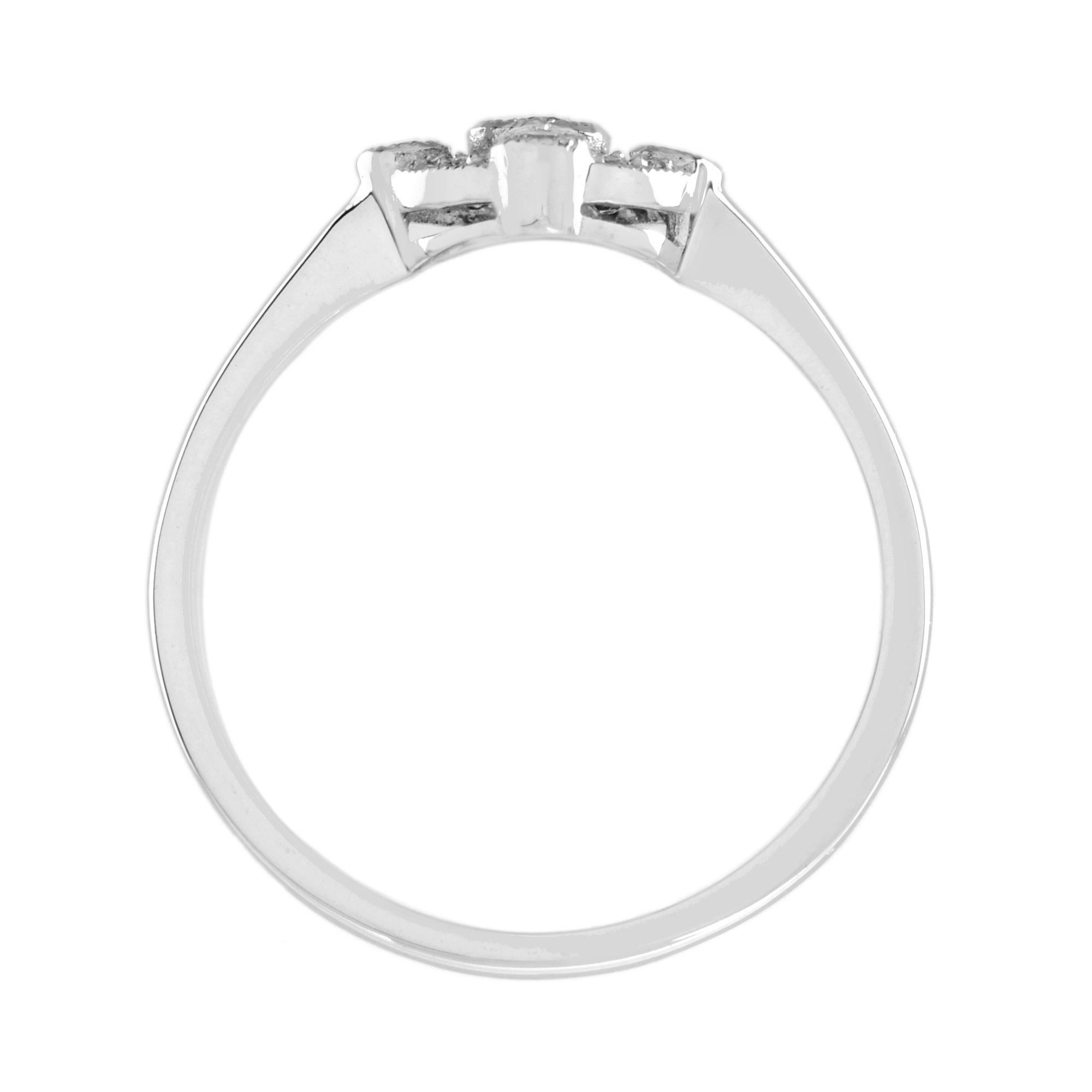 For Sale:  Art Deco Style Diamond Halo Ring in 14K White Gold 5