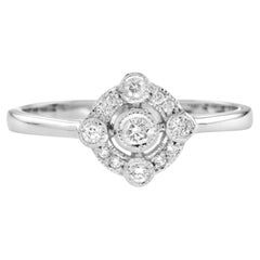 Art Deco Style Diamond Halo Ring in 14K White Gold