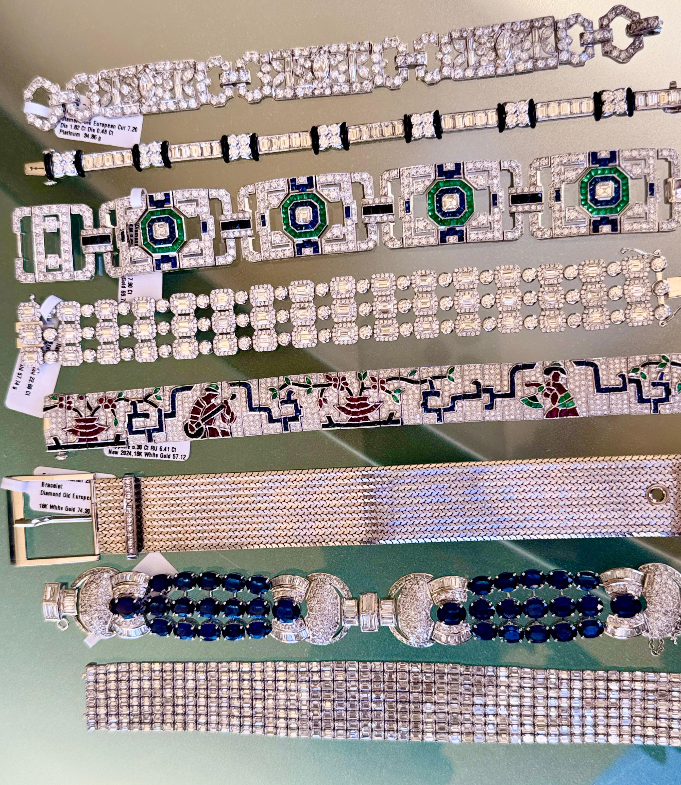 Art Deco Style Diamond, Onyx, Sapphire and Emerald New Bracelet In New Condition For Sale In Derby, NY