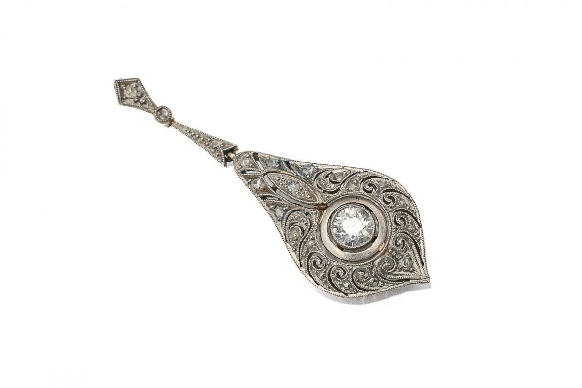 Taille brillant Pendentif en diamant de style Art déco en vente