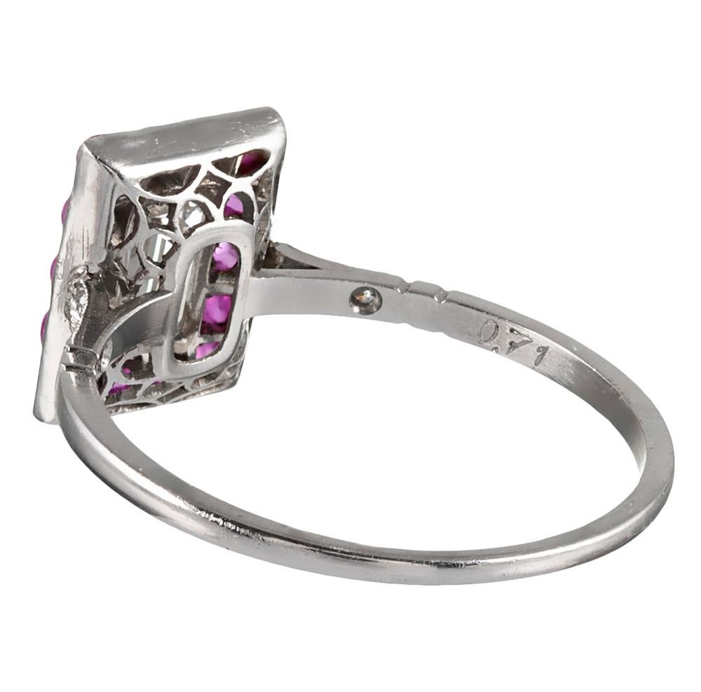 Art Deco Style Diamond and Pink Spinel Ring In Excellent Condition In Carmel-by-the-Sea, CA