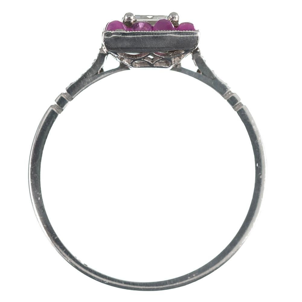 Women's or Men's Art Deco Style Diamond and Pink Spinel Ring