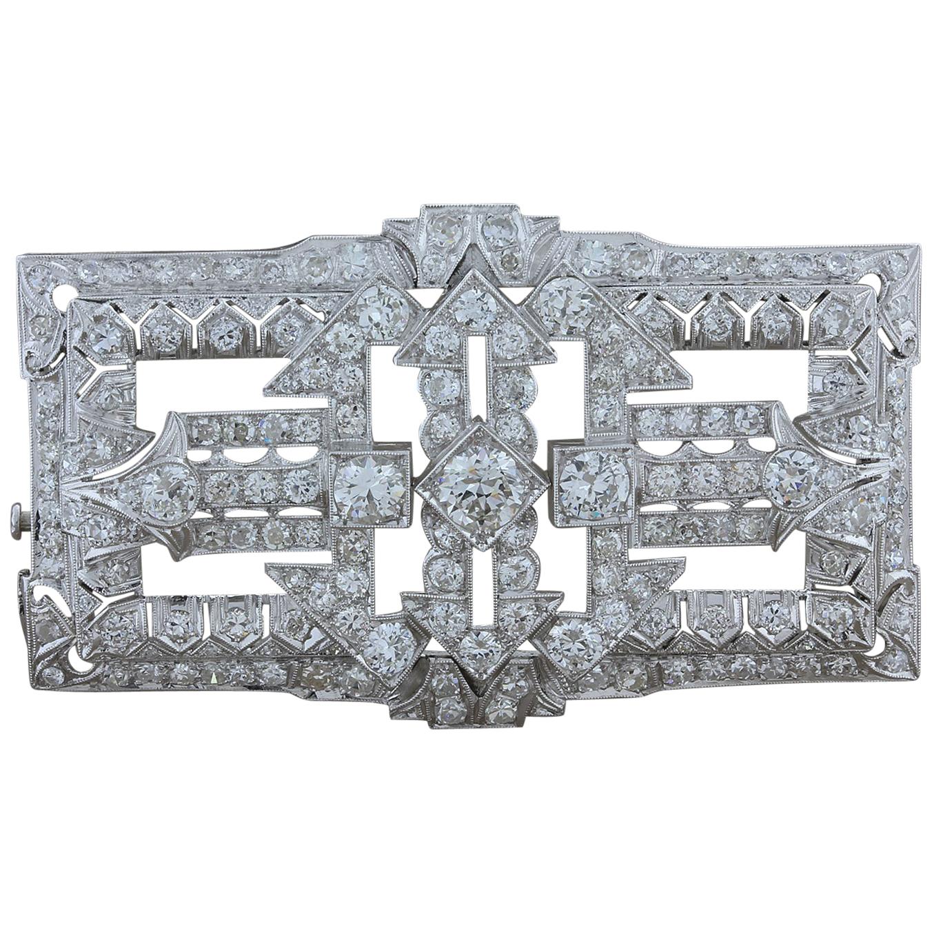 Spilla in platino con diamante in stile Art Déco