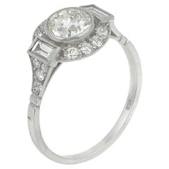 Art Deco Platinum Engagement Ring, 1.01ct Old European Diamond, VS2
