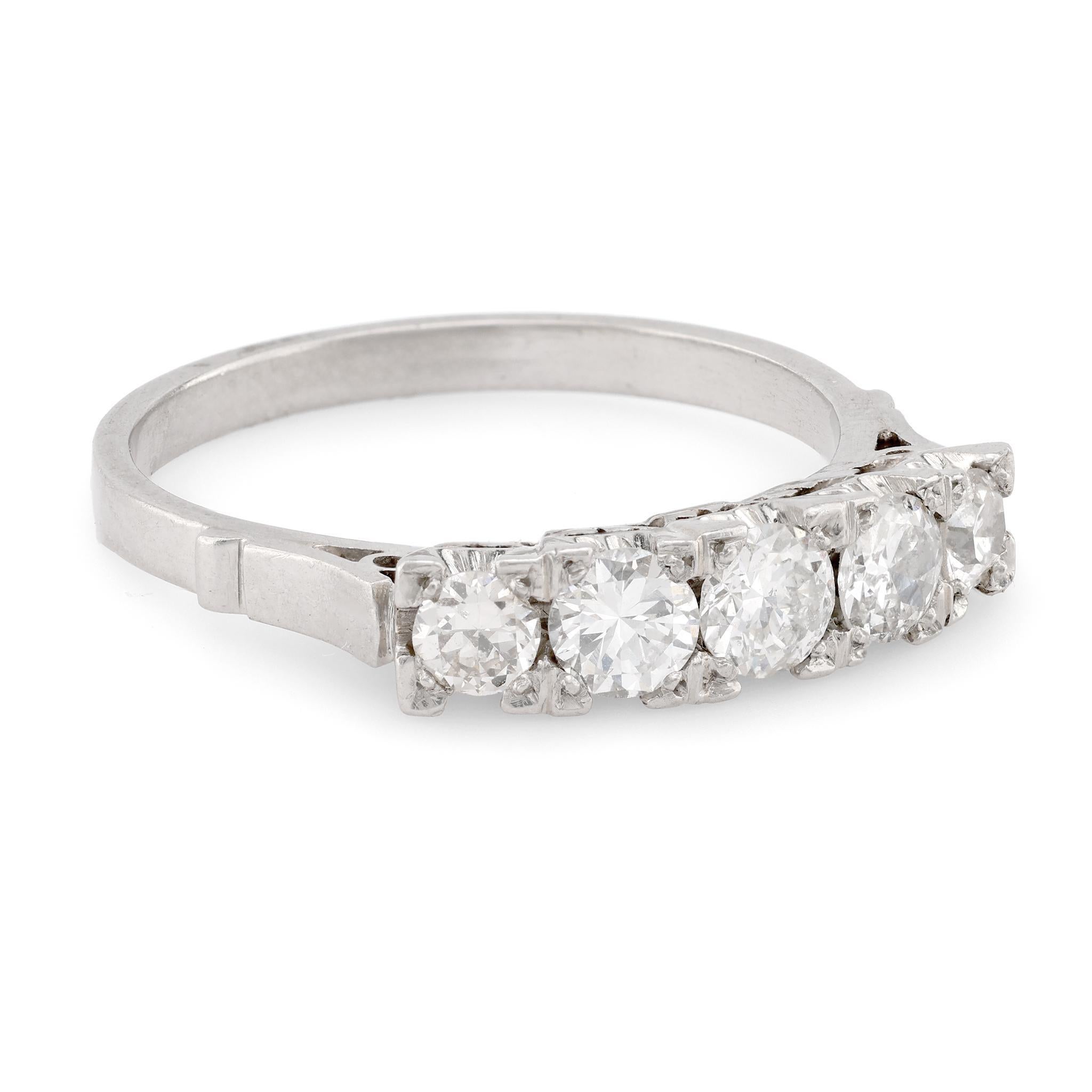 Brilliant Cut Art Deco Style Diamond Platinum Half Eternity Band For Sale