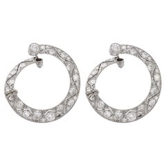 Art Deco Stil Diamant-Platin-Ohrringe mit Creolen