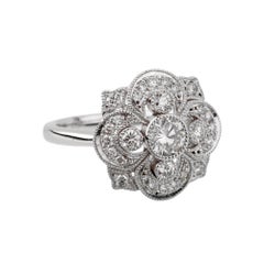 Vintage Art Deco Style Diamond Platinum Ring