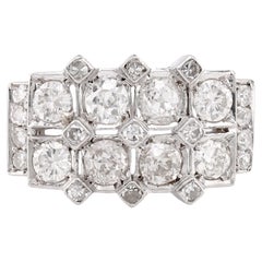 Bague à deux rangées de diamants de style Art déco
