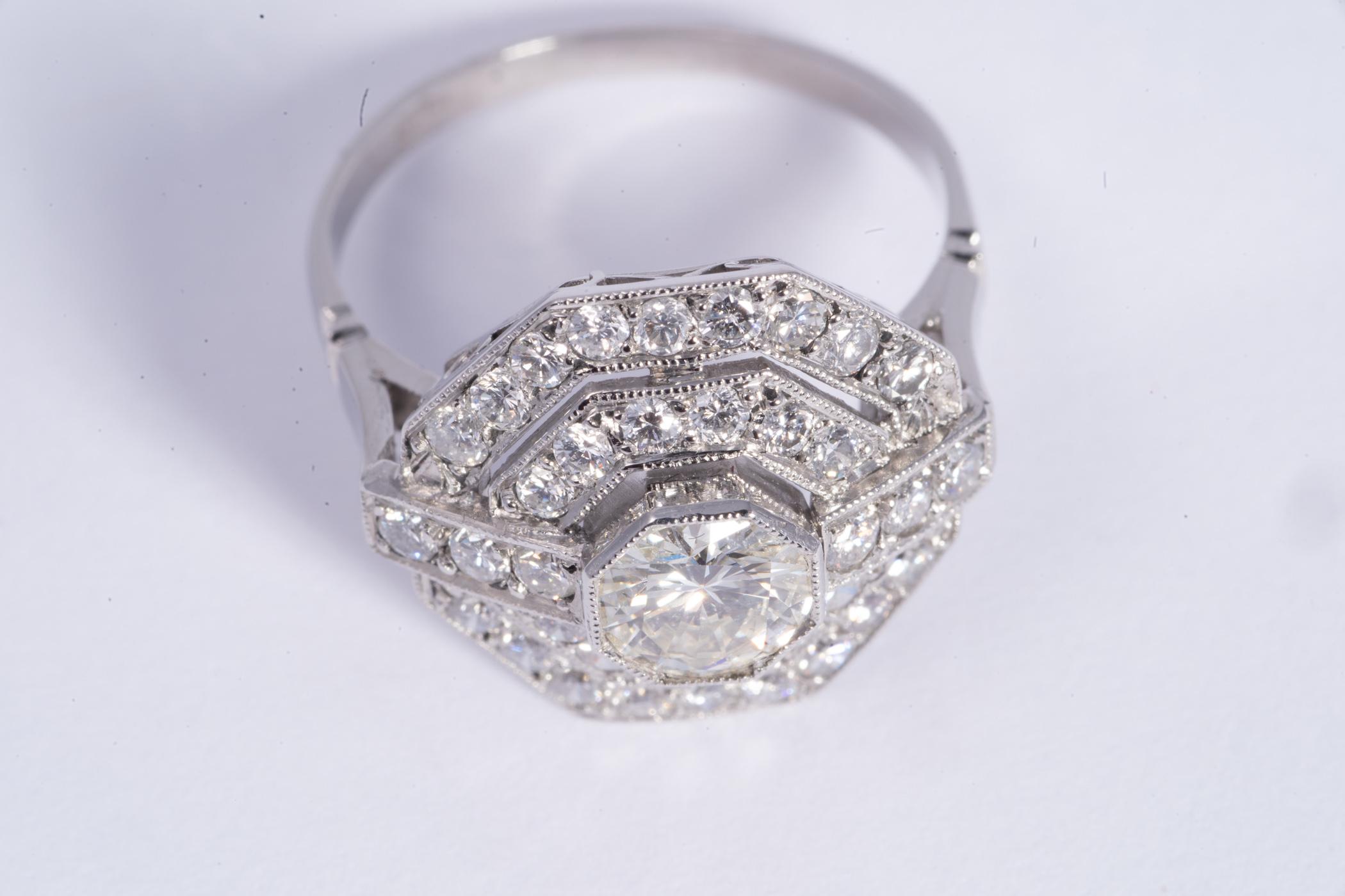 Round Cut Art Deco Style Diamond Ring