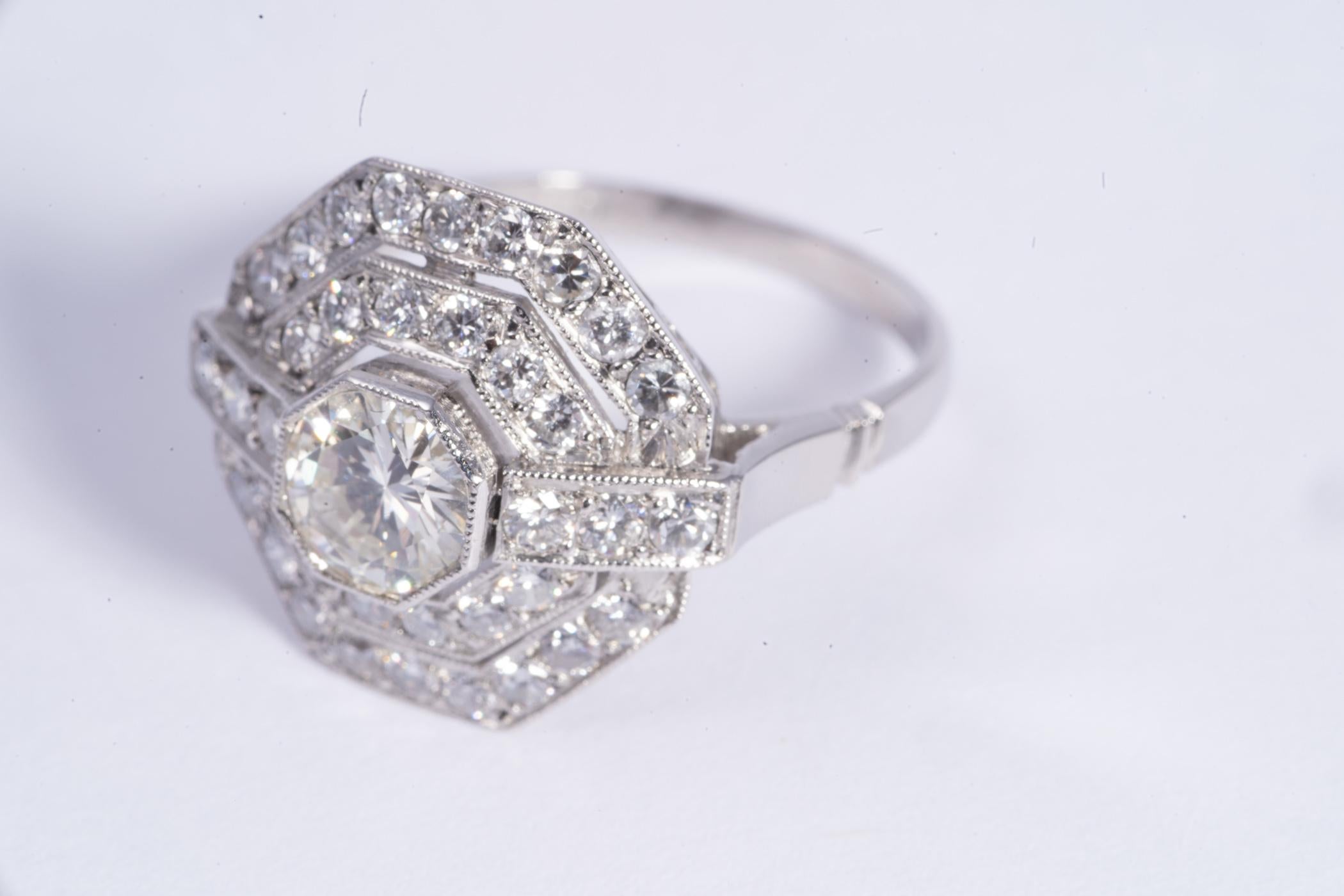 Women's or Men's Art Deco Style Diamond Ring