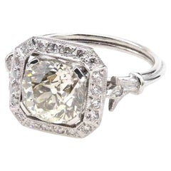 Art Deco style diamond ring in platinum
