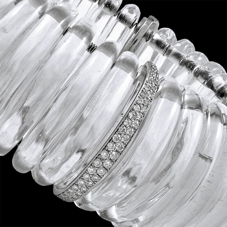 Art Deco Style Diamond Rock Crystal Bracelet In Excellent Condition In New York, NY