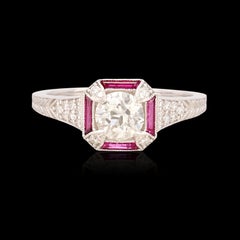 Art Deco Stil Diamant & Rubin Verlobungsring