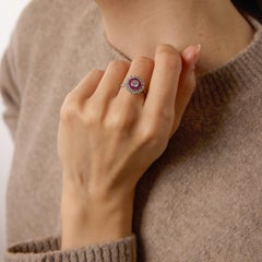 Art Deco style diamond ruby platinum ring