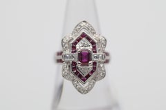 Art Deco Style Diamond Ruby Platinum Ring
