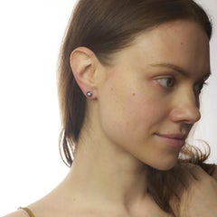 Art Deco style diamond sapphire platinum target stud earrings