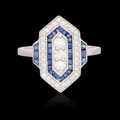 Anello con diamanti e zaffiri in stile Art Deco