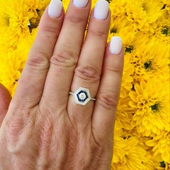 Art Deco Style Diamond & Sapphire Ring