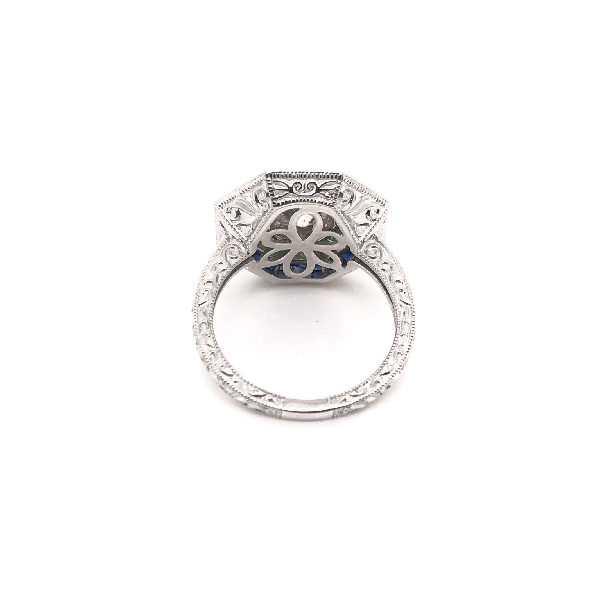 Art Deco Style Diamond and Sapphire Ring In New Condition In Montgomery, AL