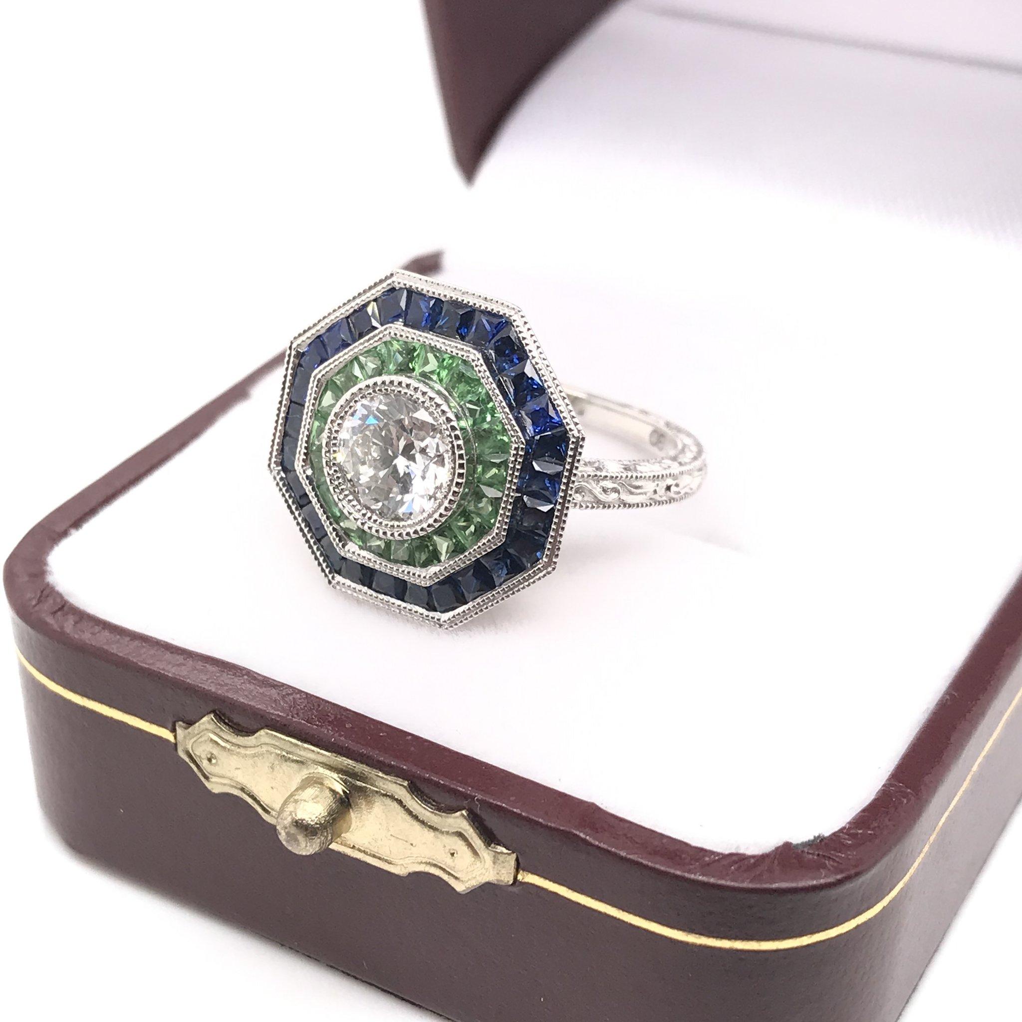Art Deco Style Diamond and Sapphire Ring 2