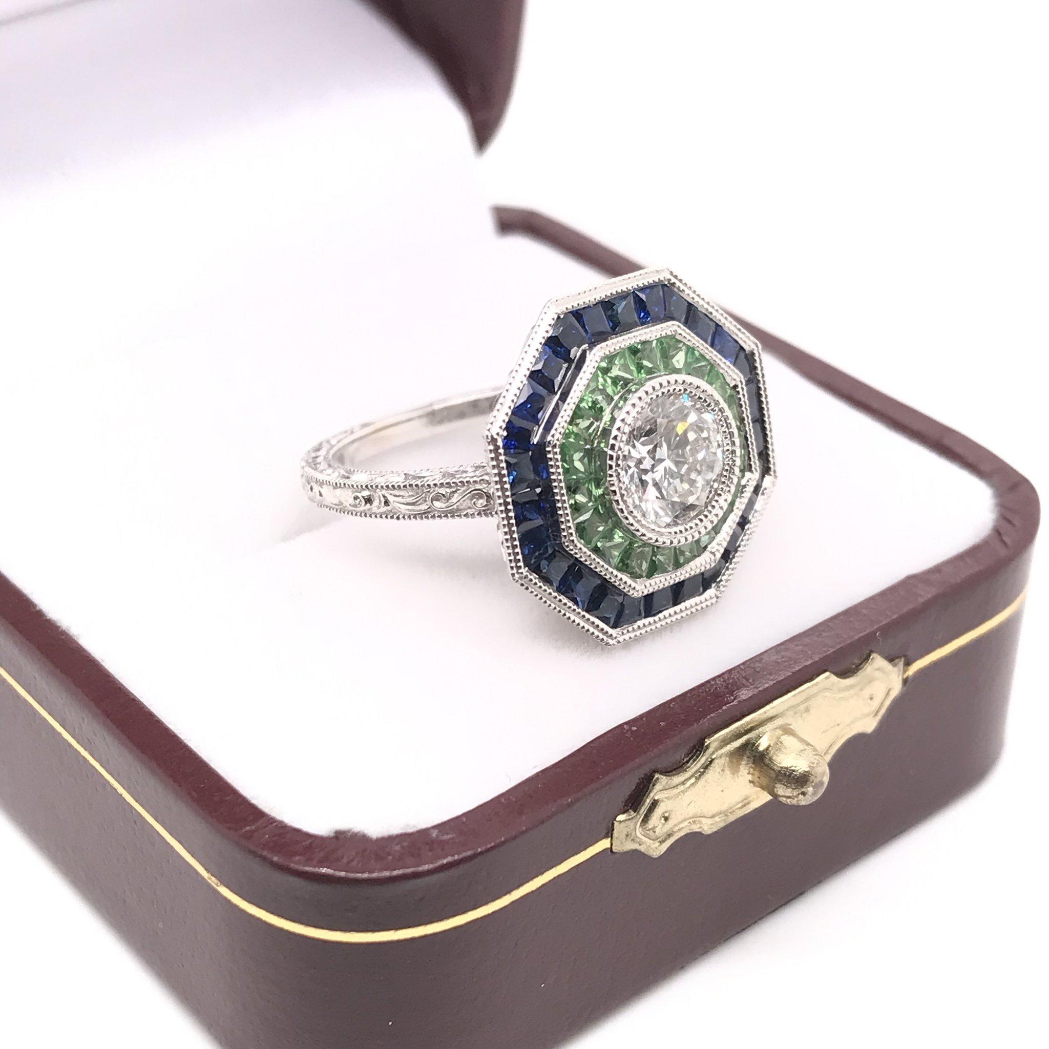 Art Deco Style Diamond and Sapphire Ring 3