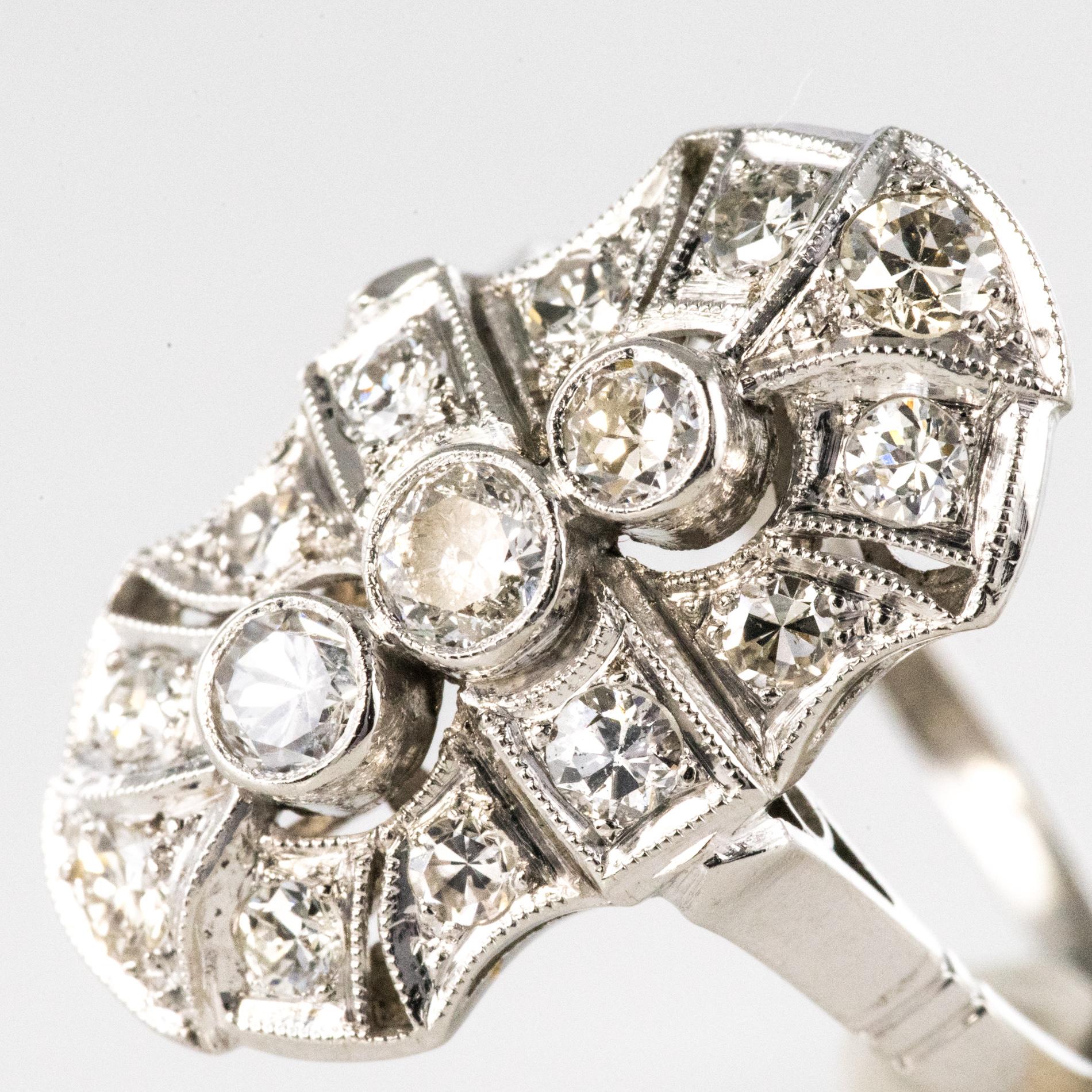 Art Deco Style Diamonds 18 Karat White Gold Ring For Sale 3