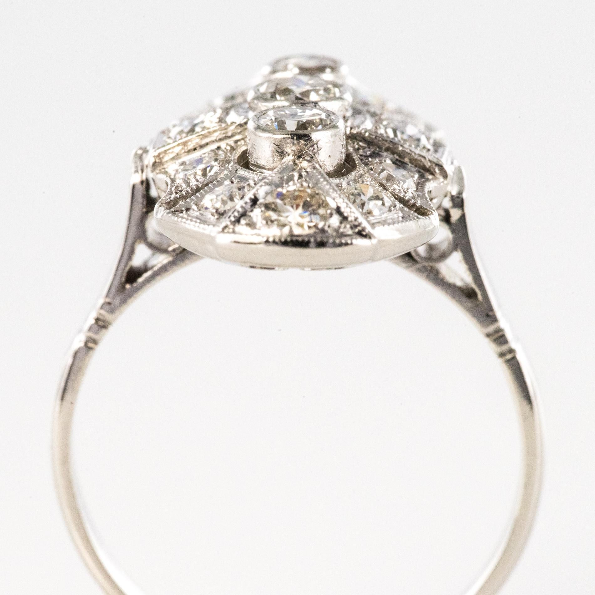 Art Deco Style Diamonds 18 Karat White Gold Ring For Sale 8