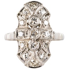 Art Deco Style Diamonds 18 Karat White Gold Ring