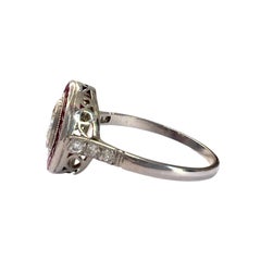 Art Deco Style Diamonds and Rubies Platinum Ring