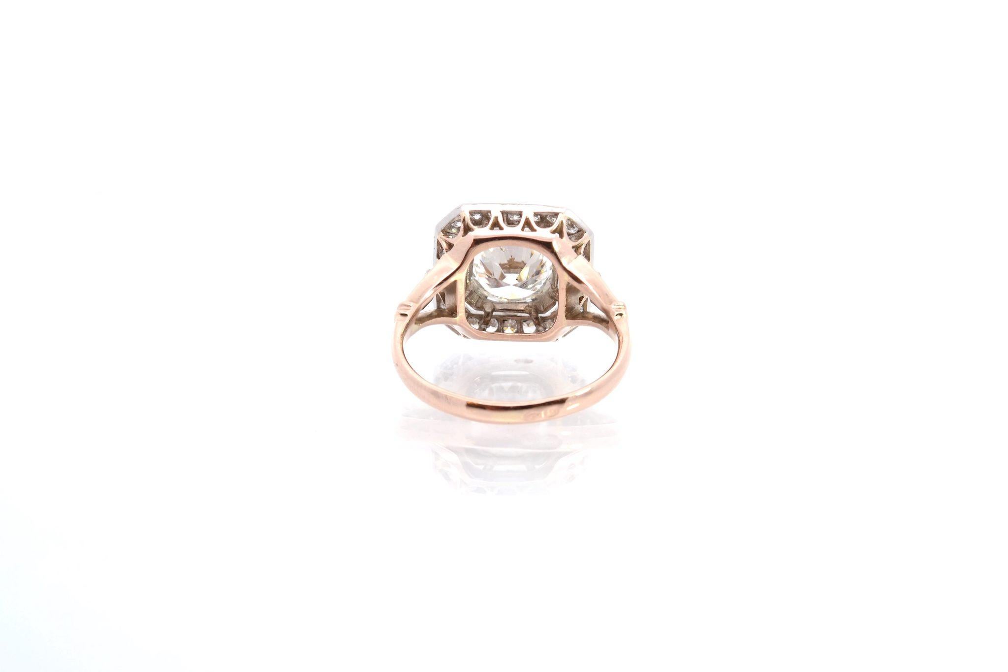 Women's or Men's Art Deco style diamonds ring in 18k gold platinum