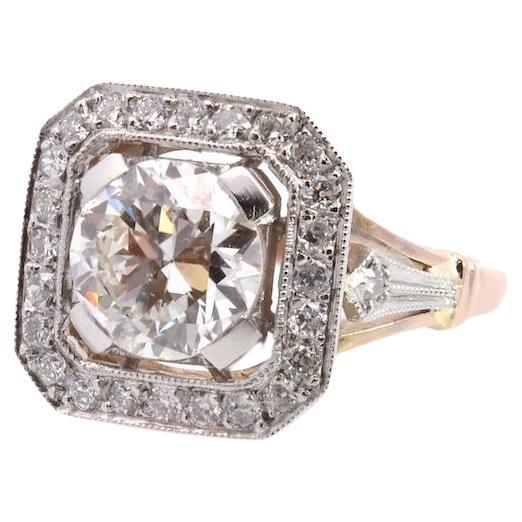 Art Deco style diamonds ring in 18k gold platinum For Sale
