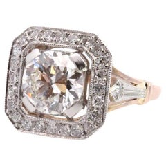 Art Deco style diamonds ring in 18k gold platinum