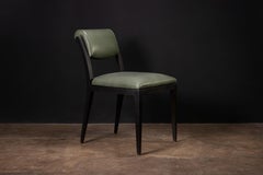 Art Deco Style Dining Chair in Green Leather by Costantini, Gianni