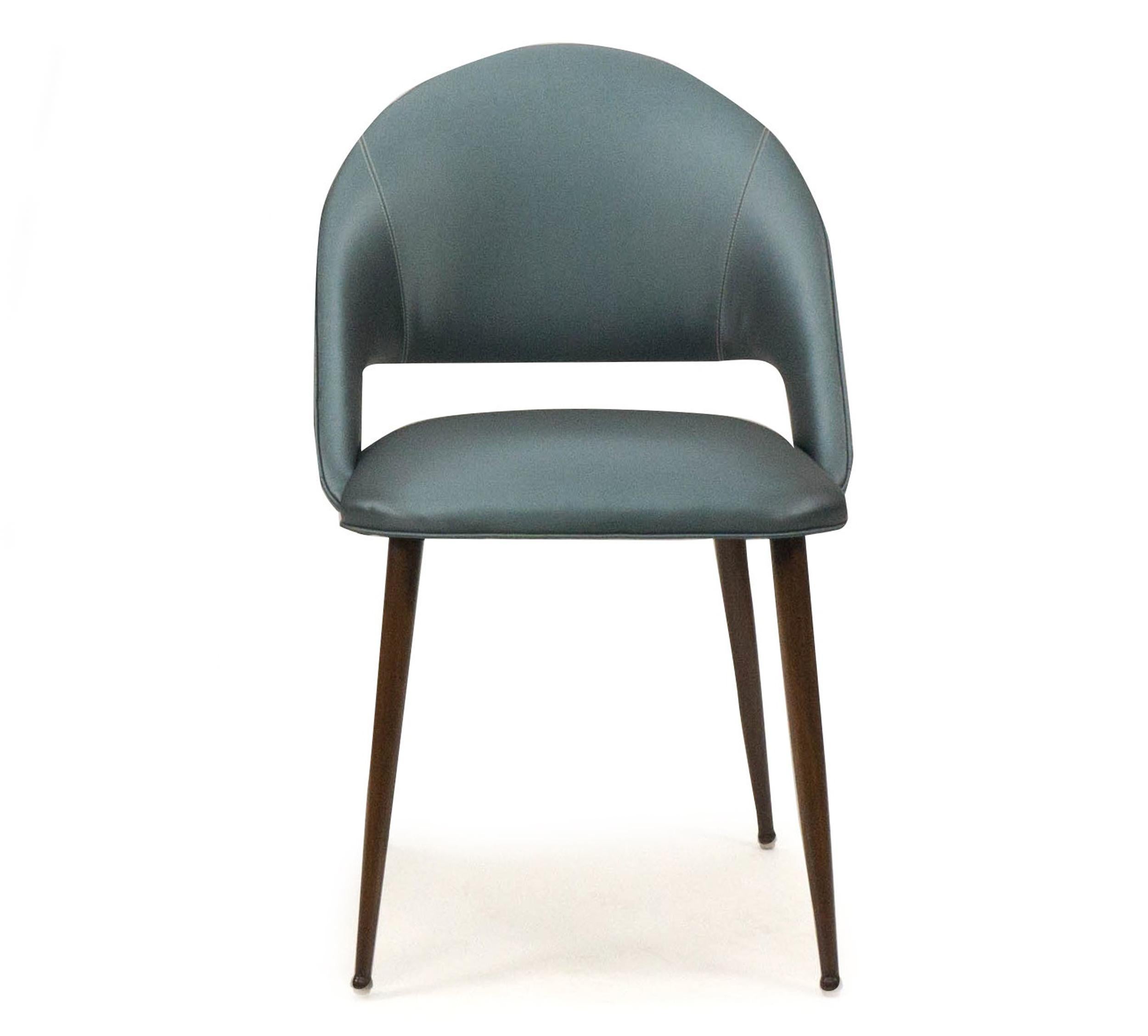 Art Deco Style Dining Chair with Round Legs and Vinyl Upholstery 'Customizable' For Sale 4
